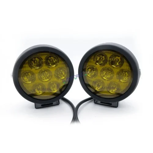 HJG Original 7 LED 140W Dual Color Yellow/White LED Fog Lights with Yellow Filter Cap Waterproof Light for Bikes, Cars