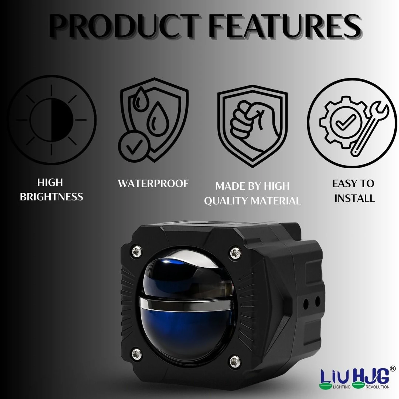 HJG Gorilla Fog Light with Wiring Harness Kit Combo Dual Lens 120W - Image 4