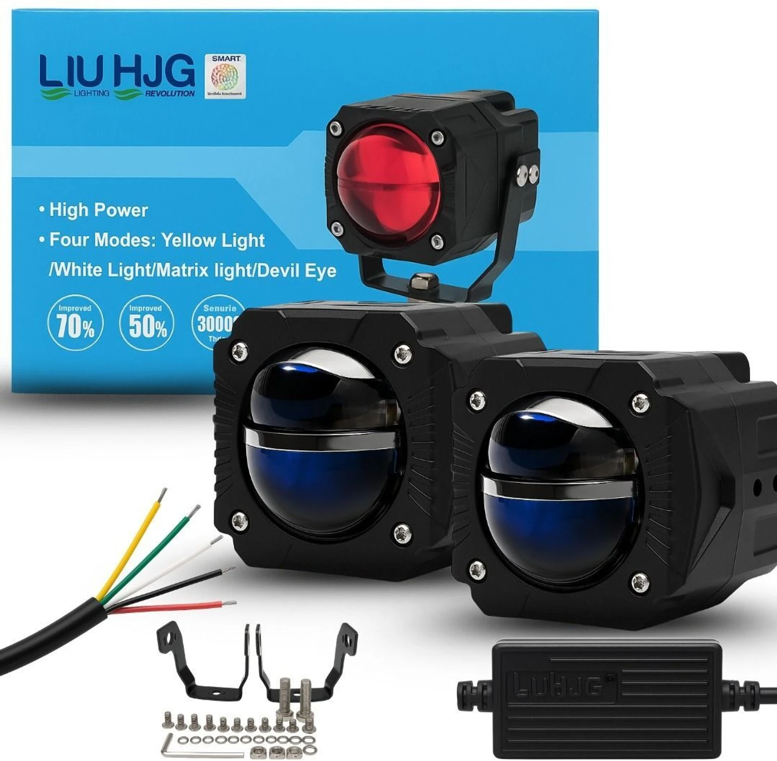 HJG Gorilla Fog Light with Wiring Harness Kit Combo Dual Lens 120W - Image 6