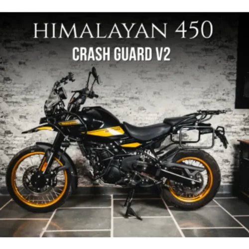 ZANA Crash Guard for Royal Enfield Himalayan 450 (with Slider , Black Texture, Mild Steel) – Type-1 V-2