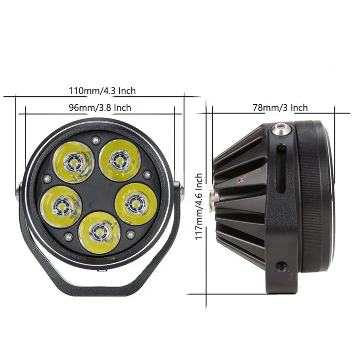 HJG 100W Round 5 LED Fog Lights Universal with Yellow Cap for Bike (Pack of 2) - Image 5