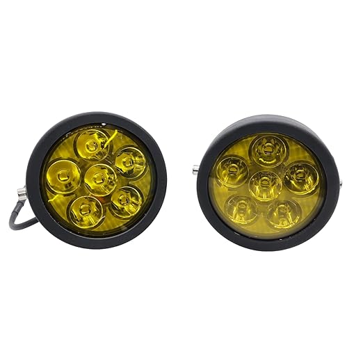 HJG 60W Round 6 LED Fog Lights Universal with Yellow Cap for Bike (Pack of 2)