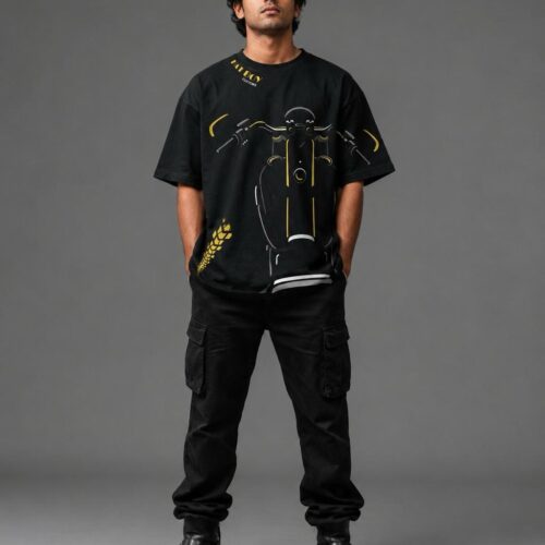 Fatboy Customs Oversized Cruiser Tee – Black & Yellow Edition