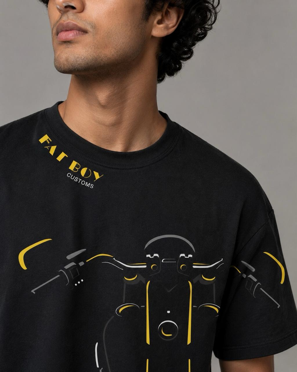 Fatboy Customs Oversized Cruiser Tee – Black & Yellow Edition - Image 4